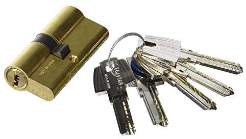 Tesa Assa Abloy, T6553035L, Cilindro de Seguridad, T60, Leva Larga, Llave - Llave, Latonado, 30 x 35 mm