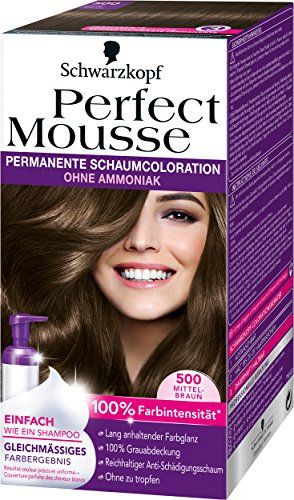 Perfect Mousse permanente Schaumcoloration, 500 Mittelbraun, 3er Pack (3 x 1 Stück)