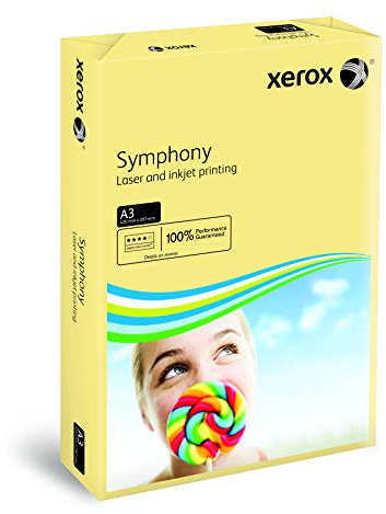 Xerox 003R92203 farbiges Druckerpapier Kopierpapier Symphony pastell, Din A3, 80 g/m², 500 Blatt, für Farblaser- und Inkjetdrucker bestens geeignet, elfenbein