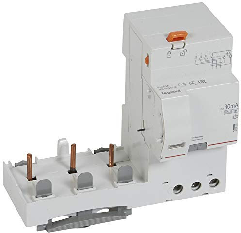 Bloc différentiel adaptable DX3 3P 400V~ - 63A - typeF 30mA - pour disj 1,5 module/pôle
