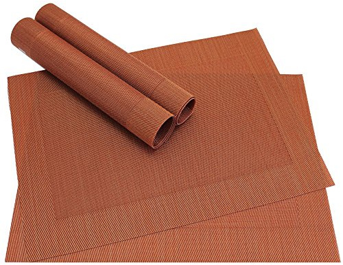 matches21 Edle Tischsets Platzsets BORDA Platzmatten 4er Set kupfer terracotta gewebt aus Kunststoff 46x33 cm abwaschbar Platzdeckchen Esstischunterlagen vom Tischwäsche Spezialist