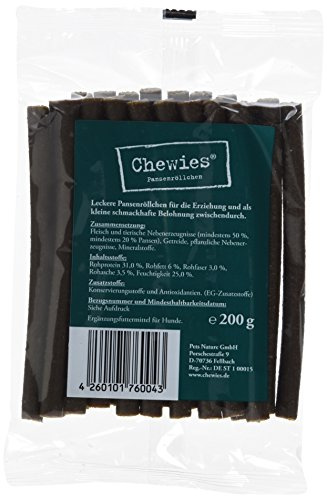 Chewies Pansenröllchen für Hunde - 2 x 200 g - weiche Kaustangen - Kaurollen mit Pansen - Hundeleckerli fürs Training