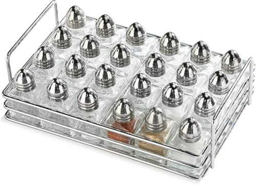 New Star Foodservice Glass Cube Mini Salt and Pepper Shaker (Silver with Rack)