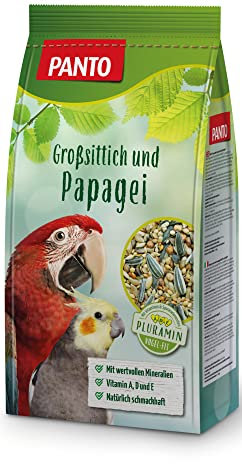 PANTO Großsittich- und Papageienfutter mit Pluramin, 25 kg - Bunte Saatenmischung für Papageien und Großsittichen, Vogelfutter mit Sonnenblumenkernen