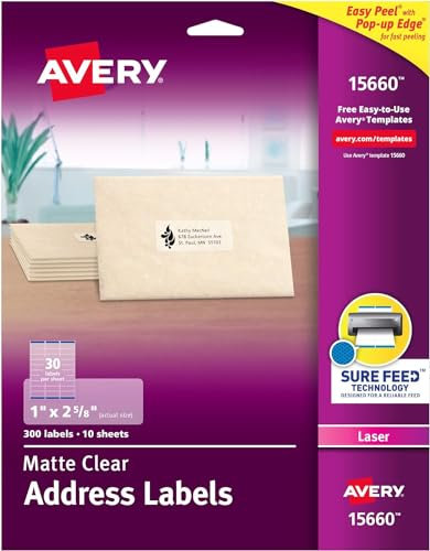 averysy schälen klar Adress-Etiketten für Laser-Drucker, 1 x 6,7, 300 Stück (15660 Gurtführung)
