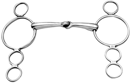 Korsteel Stainless Steel Jointed 3 Ring Dutch Gag Bit, 4.5