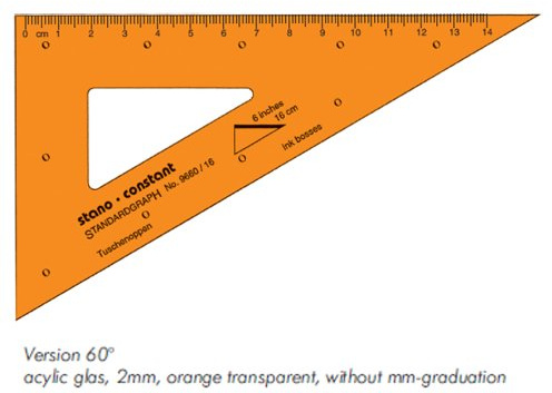 Standardgraph Lineale/Quadrate Set Version 60 Dregree, 20 cm Größe, orange