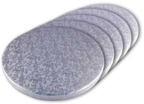 Cake Company Tortenplatte rund 30 cm Ø | 5 Stück,10mm dick | Cake Board rund | auch für dicke und mehrstöckige Torten | hochwertige silber Alukaschierung