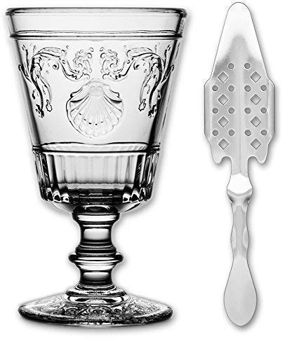 1x La Rochere Absinth Glas Versailles 400ml + 1x Absinth Löffel Losanges 41