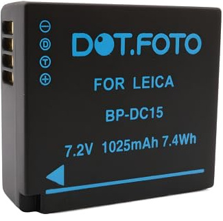 Dot.Foto BP-DC15-E, BP-DC15-U, BP-DC15-TK Premium 7.2v / 1025mAh Batterie Rechargeable pour Leica D-LUX (Typ 109), D-LUX 7, D-LUX 8 / C-LUX