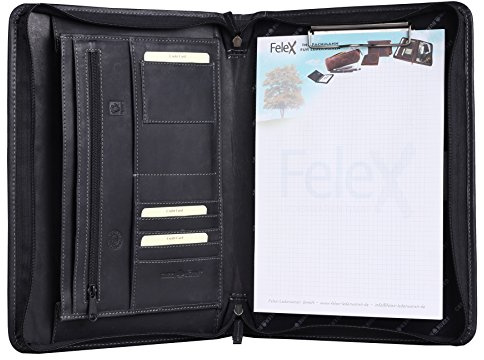 Greenburry Vintage Konferenzmappe Leder Schreibmappe A4 schwarz | 36x26,5x3cm