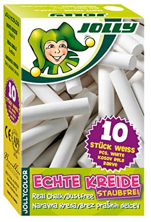 Jolly 8300-0001 Color Tafelkreide Kreide, in Kartonschachtel, weiß (10er Pack)