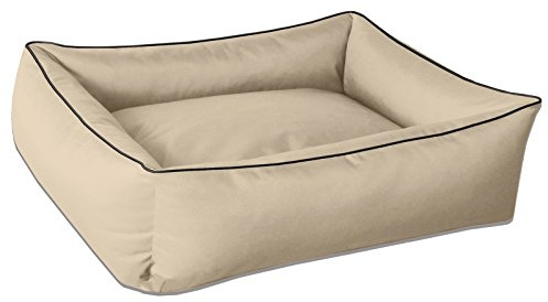 BedDog® hundsäng MAX, fyrkantig hundkudde, stor hundsäng, hundbädd, hundsoffa, husdjurssäng sovplats med avtagbart locket, tvättbar, XXL, beige