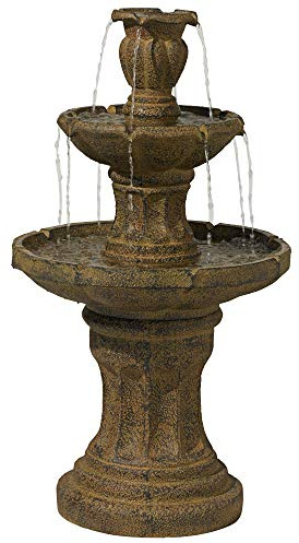 Tuscan Garden 41 1/2 High Large Traditional Italian Indoor Outdoor Decor Dark Faux Stone Floor Fountain Waterfall Tiered Standing Water Feature for Outside Patio Yard Backyard Porch - John Timberland