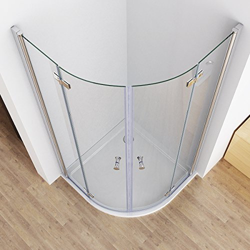 80 x 80 x 197 cm Duschkabine Runddusche Duschabtrennung Falttür Echtglas Viertelkreis NANO DS