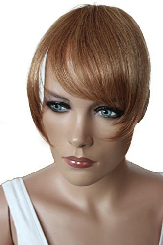 CAISHA 100% Echthaar Pony Haarteil Stirnfranzen Dunkelblond Mix H313o