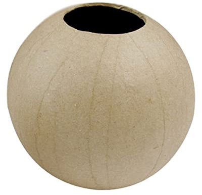 Décopatch HD004O - Un support en papier brun mâché 11x11x10,5 cm - Waterproof - Vase boule, Unité