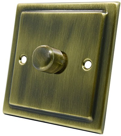 AET VAB1GDIMLED 250 W 10 A 1 Gang 2 Way Victorian Antique Brass LED Light Dimmer Switch