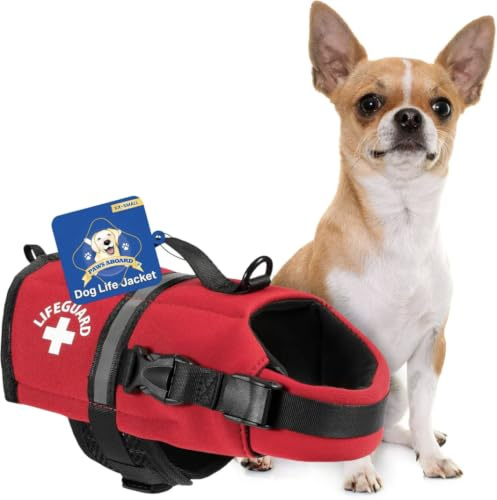 Paws Aboard Red Neoprene Life Jacket, Dog or Cat Life Preserver (XXSmall 2-6 Lbs)