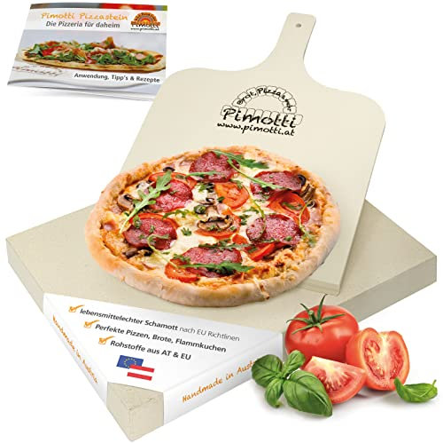 PIMOTTI Pizzastein 5cm Pizza-Stein für Backofen Brotbackstein aus echtem Schamott Pizzastein eckig Backstein Pizza Steinplatte für Backöfen Stein Grill Gasgrill Pizza-Stone
