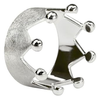 SILBERMOOS Damen Ring Krone Kronenring Crown Queen gebürstet Sterling Silber 925, Größe:60