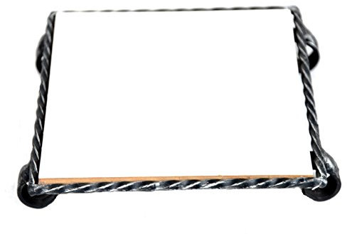 Lorenz Ferart 6289 Topfuntersetzer, Eisen, Schwarz Farbverlauf Silber, 16 x 16 x 4 cm