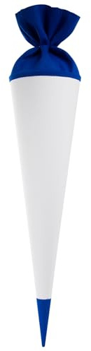 goldbuch 97845 Bastelschultüte, Rohling zum Selbstgestalten mit Filzverschluss und Filzspitze, Schultüte 70cm, Zuckertüte, Einschulung, für Einschüler, Schulkinder & Berufsanfänger Weiß / Blau