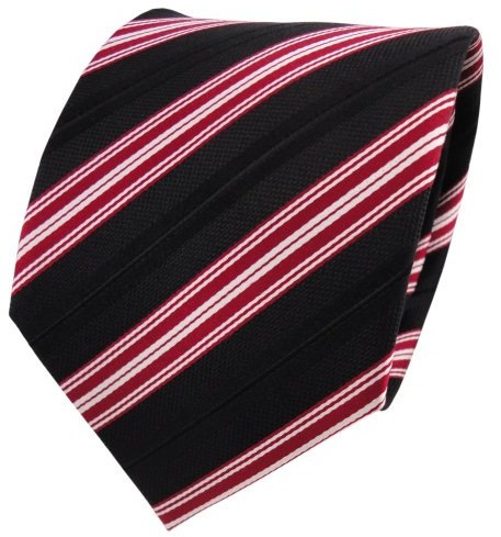 TigerTie Designer Seidenkrawatte in rot schwarz weiß gestreift