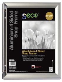 SECO 11x14 Silver Snap Frame | Front Loading Aluminum Poster Frame | Easy Open Sign, Notice & Certificate Display