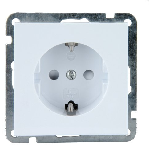 Unitec 42561 Serie 702 Melbourne Prise murale type F avec sécurité enfant Blanc