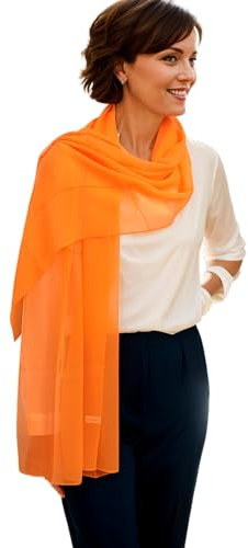 Prettystern Damen langer einfarbig festlich Schulter-Tuch seidenstola für abendkleid Seiden-Schal Orange