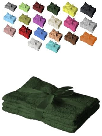 EXKLUSIV HEIMTEXTIL Handtuch Spar Set Baumwolle 500 g/m² Dunkelgrün 12 x Gästetuch 30 x 50 cm