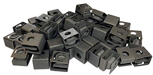 RackGold - Tuercas enjauladas deslizantes negras 10-32, paquete de 50