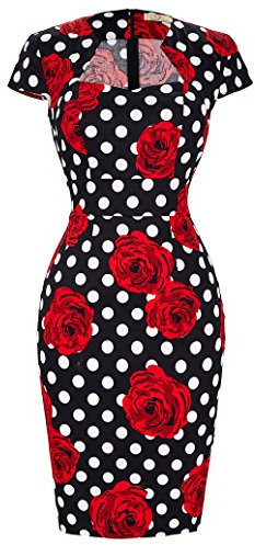 GRACE KARIN 40s Retro Dress Women's Cocktail Medium Floral-11(CL7597)