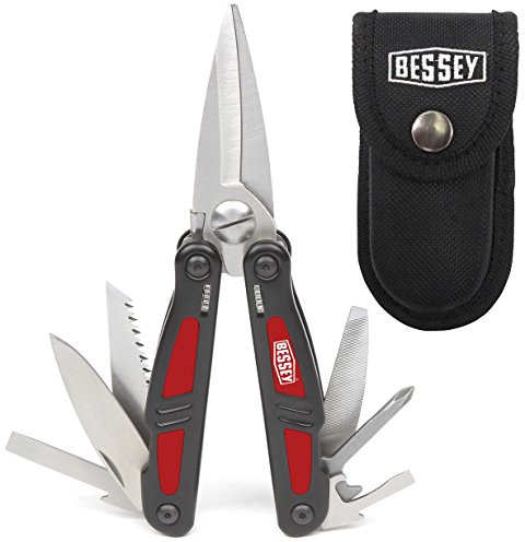 BESSEY 7-in-1 Multitool DBST | Gürteltasche | 175 mm | 55 mm Schnittlänge | Vielseitiges Multitool mit integrierter großer Schere für flexible Anwendungen und effizientes Arbeiten