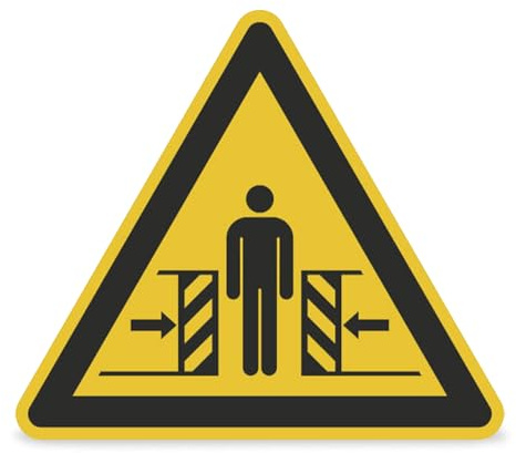 Betriebsausstattung24 Warnschild Warnung vor Quetschgefahr - Aluminium, geprägt - 20,0 cm Ø - DIN EN ISO 7010 - W019 - BGV A8