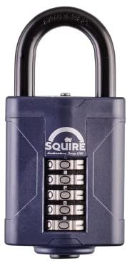 Squire Heavy Duty Padlock (CP60) - Toughest Steel Shackle - 5 Wheel Combination Padlock - Alloy Steel for Corrosion Resistance - Weatherproof Lock for Home, School & Garage (Blue, 60mm)