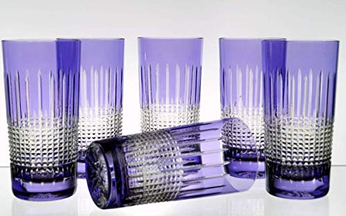 Bagatela.de Set 6 bicchieri da long drink colorati in cristallo (cristallo di piombo) 320 ml