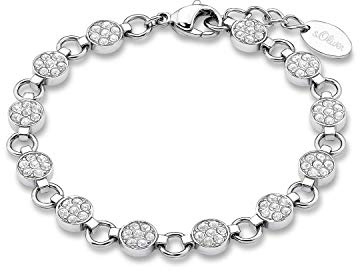 s.Oliver Damen Armband Edelstahl Kristall 18,5+3cm Silber in Geschenkbox 9078486