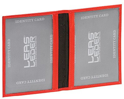 LEAS Schlanke Fahrzeugscheinhülle für Zulassungsbescheinigung Ausweismappe- & -hülle mit 2 Sichtfenstern Echt-Leder, rot