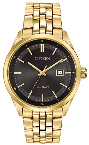 Citizen Men's Classic Addysen Eco-Drive Watch, 3-Hand Date, Sapphire Crystal, Gold Tone/Black Dial