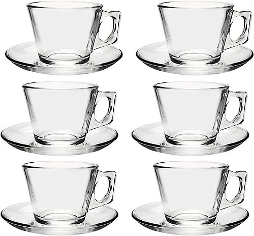Pasabahce - 12 pezzi set con 6 tazze per tè, caffè, cappuccino e 6 piattini Vela (max. 215 ml)