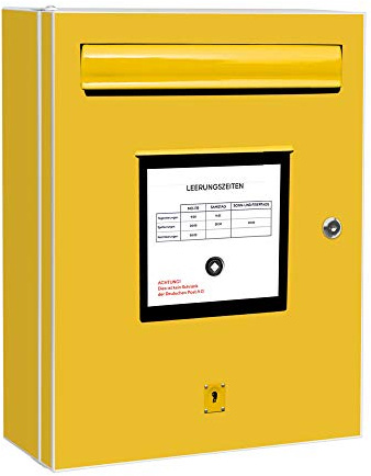 banjado Medizinschrank abschliessbar mit Motiv Briefkasten Gelb 35x46x15cm - großer Arzneischrank für die Hausapotheke - Medikamentenschrank aus Metall zur Medikamenten Aufbewahrung