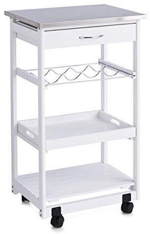 Zeller 13772 Carrello da cucina con top in acciaio INOX 47 x 37 x 82 cm, colore: Bianco