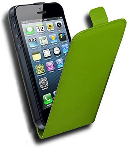 cadorabo Coque pour Apple iPhone 5 / iPhone 5S / iPhone SE en Vert Perroquet - Housse Protection en Style Flip en Similicuir Lisse - Etui Poche Folio Case Cover