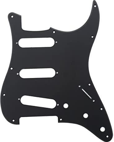 Musiclily 11 Fori SSS Battipenna Strat Pickguard per Chitarra Elettrica Fender USA/Messico Stratocaster Standard Stile Moderno,1 strato Nero Opaco