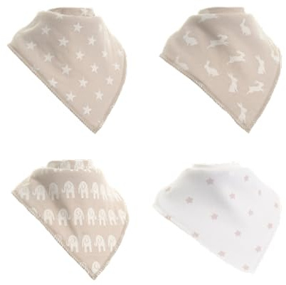 Ziggle - Bandana Dribble Bibs - Cotton Front Baby Bibs Newborn to 24 Months - Newborn Gifts - Baby Bibs For Comfortable Kids - Grey & White