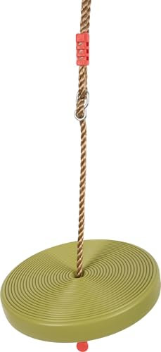 small foot Tellerschaukel aus stabilem, witterungsbeständigem Kunststoff, bis 70 kg belastbar, ab 3 Jahren, 6118, Ø ca. 28 cm, green/olive