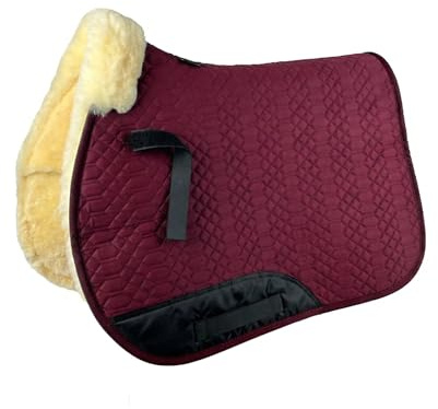 Engel Reitsport SCHABRA2-VSS-BOR-MED Lammfell Vielseitigkeits Schabracke | fully lined, Fellkranz vorne, robuster Baumwoll Steppstoff, Vielseitigkeit, Stoff bordeauxrot Fell med.