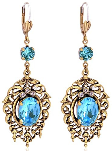 Damen Ohrringe Gold Jugendstil Chandelier Ohrringe Türkis NOBEL SCHMUCK